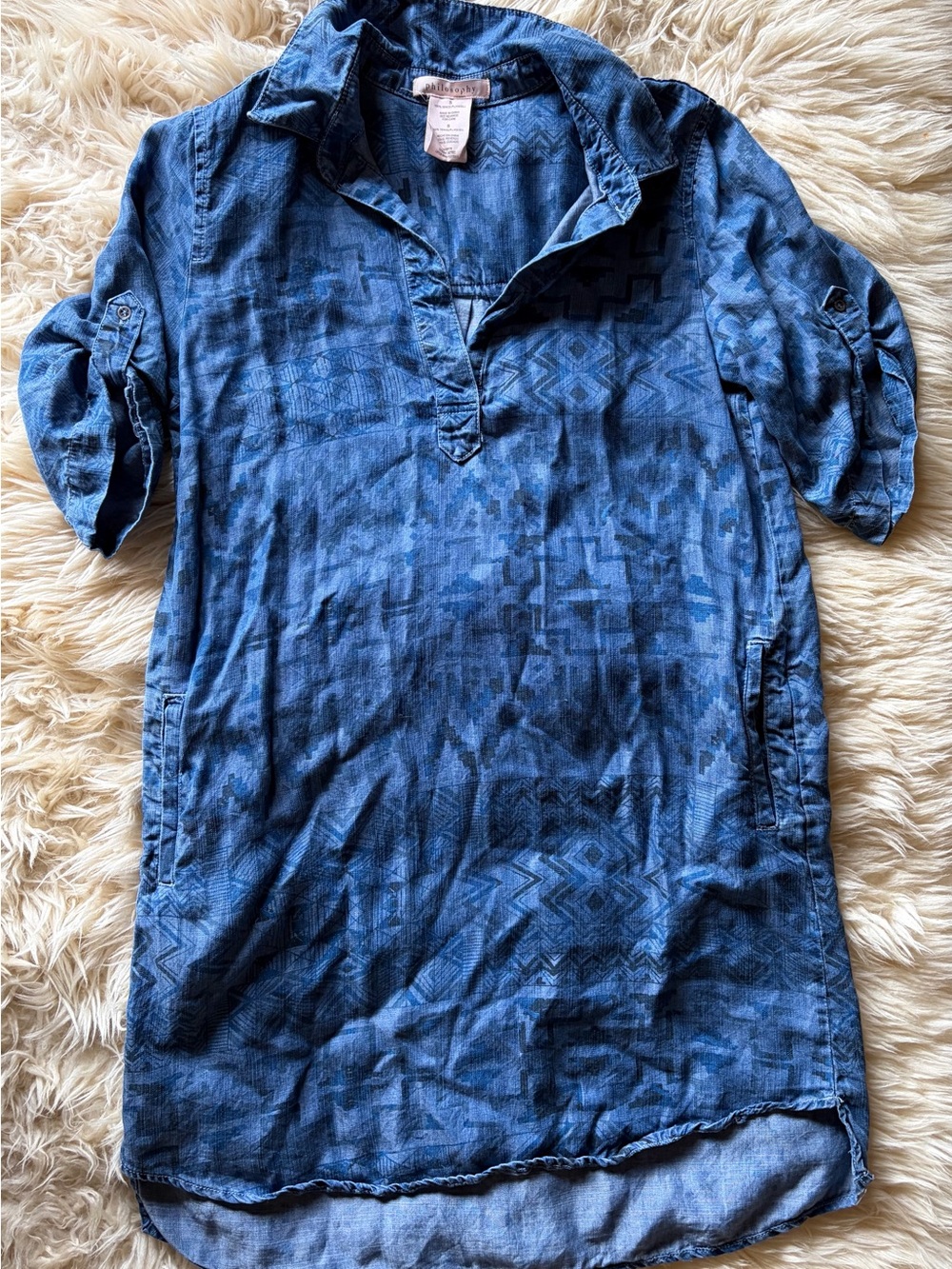 Anthropologie Philosophy Western Blue Chambray Shirt Dress NEW Size S M